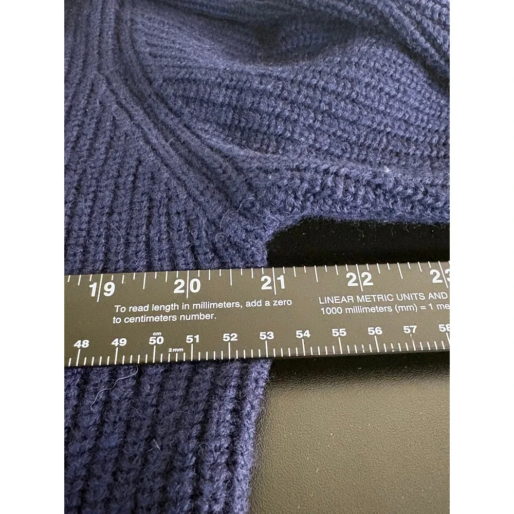 National Geographic Mens 100% Wool Ribbed Shawl Collar Sweater Navy Blue Medium